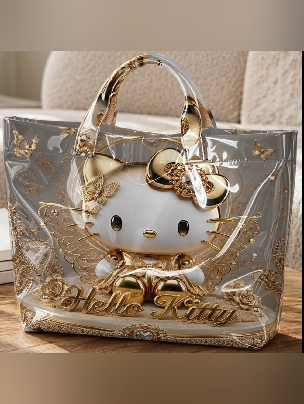 Women Hello Kitty Gilden Wings Daily Commuter Hand Tote Large